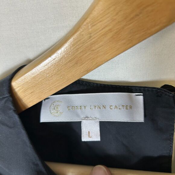 Corey Lynn Calter NWOT Peggy Black Cotton Puff Sleeve Popover Peplum Top Size L - Picture 4 of 12